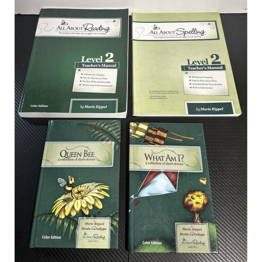 Lot 4 All About Reading Spelling Level 2 Teachers Manuals Readers 1-2 ALL COLOR